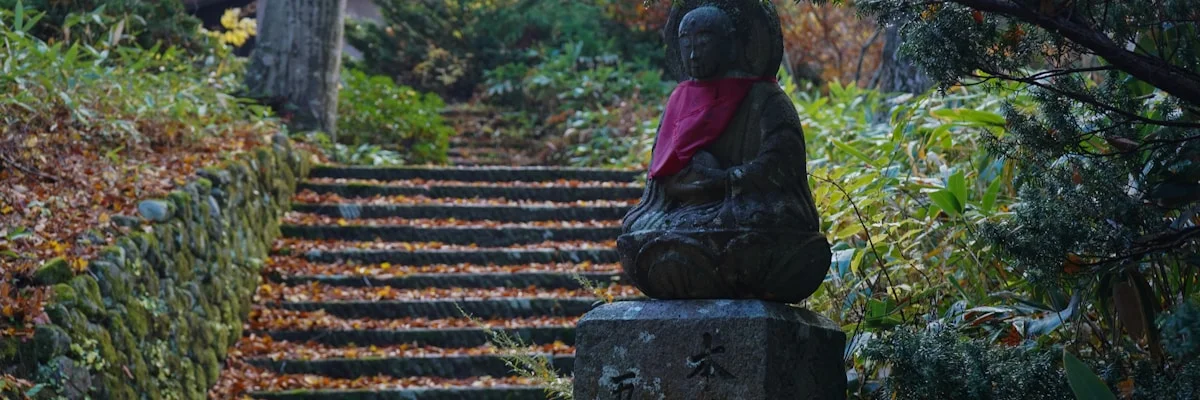 Ancient stone path through forest
